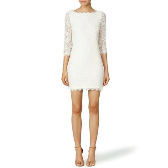 Diane Von Furstenberg Ivory Zarita Lace‎ Mini Dress - Picture 7 of 15